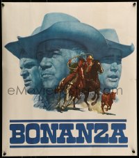 7f451 BONANZA tv poster 1966 James Bama artwork of Lorne Greene, Blocker & Michael Landon!