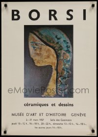 7f534 BORSI CERAMIQUES ET DESSINS 20x28 Swiss museum/art exhibition 1957 Manfredo, portrait art!