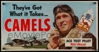7f467 CAMEL CIGARETTES 11x21 advertising poster 1947 test pilot says they've got what it takes!