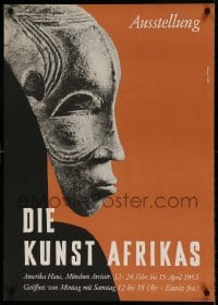 7f540 DIE KUNST AFRIKAS 23x33 German museum/art exhibition 1953 majestic image of an African mask!