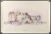 7f635 EDINBURGH CASTLE 23x34 special 1980s artwork of gorgeous palace by John Pendleton!