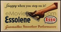 7f469 ESSOLENE 11x21 advertising poster 1933 lady's foot on gas pedal, snappy when you step on it!