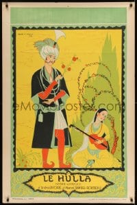 7f432 LE HULLA 31x47 French stage play poster 1923 Rene Pesle art Indian man & pretty lute player!