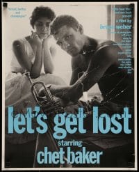7f682 LET'S GET LOST 17x22 special 1988 Bruce Weber, great image of Chet Baker w/girl & trumpet!