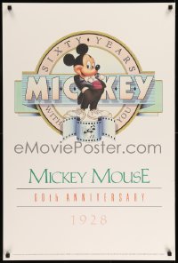 7f695 MICKEY MOUSE 60TH ANNIVERSARY 24x36 special 1987 Walt Disney, art of Mickey Mouse in tuxedo!