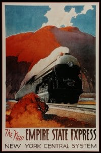 7f703 NEW YORK CENTRAL SYSTEM 17x24 special 2000s railroad train artwork by Leslie Ragan, mountains!