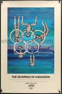 7f560 OLYMPIAD OF ANIMATION 25x38 museum/art exhibition 1984 different sports artwork by Luzzati!