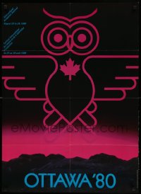 7f418 OTTAWA '80 24x32 Canadian film festival poster 1980 owl by Alain Leduc & Francois Brunelle!