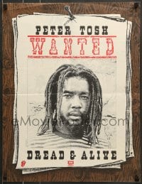 7f520 PETER TOSH 20x26 music poster 1981 Wanted Dread and Alive, cool wanted poster design!