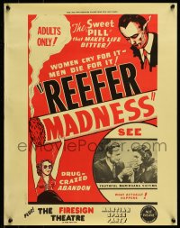 7f718 REEFER MADNESS 18x23 special R1972 marijuana is the sweet pill that makes life bitter!