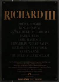 7f439 RICHARD III 20x29 Canadian stage poster 1982 cool title and credits!