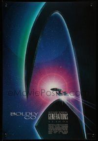 7f982 STAR TREK: GENERATIONS mini poster 1994 cool sci-fi art of the Enterprise, Boldly Go!