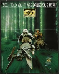7f038 STAR WARS CUSTOMIZABLE CARD GAME 22x28 advertising poster 1999 Luke and Leia on speeder!