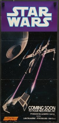7f037 STAR WARS 2-sided 11x23 advertising poster 1991 George Lucas classic epic, Nintendo!