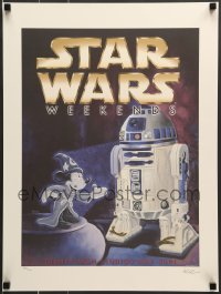 7f017 STAR WARS WEEKENDS signed #549/1000 18x24 art print 2001 by Randy Noble, Mickey and R2-D2!