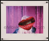 7f398 UNKNOWN ART PRINT signed 12x14 art print 2010s by the artist, image of huge lips over face!