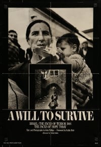 7f747 WILL TO SURVIVE 19x28 special poster 1977 Israel: The Faces of Terror, Faces of Hope Today!