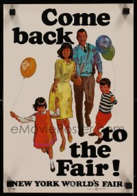 7f226 1964 NEW YORK WORLD'S FAIR 11x16 travel poster 1964 great art of family having fun!