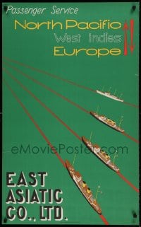 7f230 EAST ASIATIC COMPANY 24x39 Danish travel poster 1935 artwork of ships by Edmund Bille!