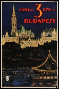 7f233 IBUSZ BUDAPEST 25x38 Hungarian travel poster 1930s artwork of the city by Polya Tibor!