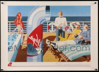 7f241 VIRGIN ATLANTIC 20x27 travel poster 1990s on deck of cruise ship by Brian James!