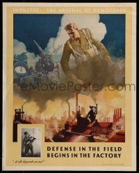 7f217 INDUSTRY THE ARSENAL OF DEMOCRACY 16x20 WWII war poster 1943 soldier by factory, Iligan art!