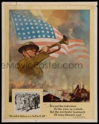 7f213 INDUSTRY THE ARSENAL OF DEMOCRACY 16x20 WWII war poster 1943 Iligan art of bugler by flag!