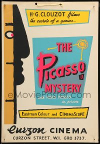 7g095 MYSTERY OF PICASSO hand-created English 11x16 poster 1956 Pablo appeared in person, Clouzot!