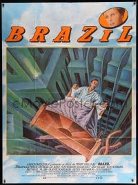 7g757 BRAZIL French 1p 1985 Terry Gilliam cult classic, cool sci-fi fantasy art by Lagarrigue!