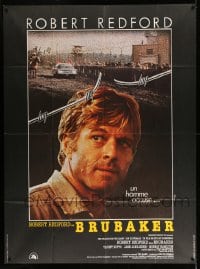 7g760 BRUBAKER French 1p 1981 different image of warden Robert Redford in Wakefield prison!