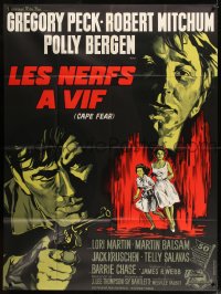 7g765 CAPE FEAR French 1p 1962 Gregory Peck, Robert Mitchum, classic film noir, cool different art!