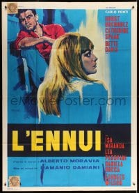7g791 EMPTY CANVAS French 1p 1964 Giuliano Nistri art of sexy Catherine Spaak & Horst Buchholz!