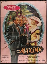 7g882 MAXIME French 1p 1962 Jean Mascii art of Charles Boyer romancing pretty Michele Morgan!
