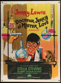 7g903 NUTTY PROFESSOR French 1p 1963 wacky artwork of Jerry Lewis working in his laboratory!
