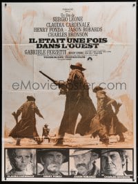 7g906 ONCE UPON A TIME IN THE WEST French 1p R1970s Leone,art of Cardinale, Fonda, Bronson & Robards