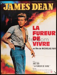 7g923 REBEL WITHOUT A CAUSE French 1p R1990s Nicholas Ray, different art of James Dean by Mascii!