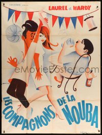 7g948 SONS OF THE DESERT French 1p R1950s different Bohle art of Laurel & Hardy drinking & dancing!