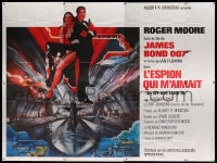 7g627 SPY WHO LOVED ME French 8p 1977 cool art of Roger Moore as James Bond by Bob Peak!