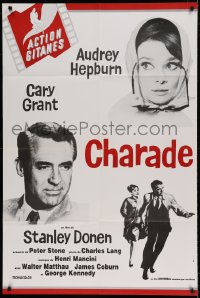 7g655 CHARADE French 32x47 R1998 great images of Cary Grant & sexy Audrey Hepburn!