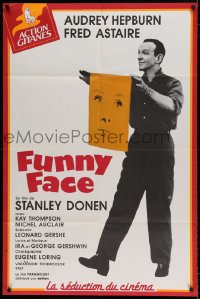 7g662 FUNNY FACE French 32x47 R1990s different image of Fred Astaire holding Audrey Hepburn's face!
