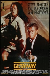 7g663 GETAWAY French 31x47 R1990s great color image of Steve McQueen & Ali McGraw, Sam Peckinpah!