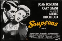 7g684 SUSPICION French 32x47 R1990s Alfred Hitchcock, c/u of Cary Grant & Joan Fontaine!