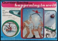 7g158 HAPPENING IN WEISS German 33x47 1969 great image of sexy girls skiing in their bikinis!