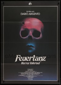 7g159 INFERNO German 33x47 1980 Dario Argento horror, really cool skull & bleeding mouth image!