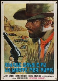 7g438 BROTHER OUTLAW Italian 1p 1971 Tony Kendall, cool spaghetti western art by G. Di Stefano!