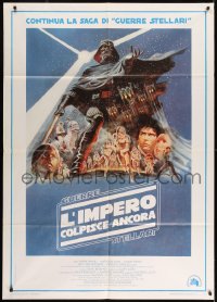 7g464 EMPIRE STRIKES BACK Italian 1p 1980 George Lucas classic, great montage art by Tom Jung!