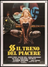 7g485 HITLER'S LAST TRAIN Italian 1p 1977 artwork of half-naked World War II prostitute!