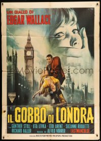 7g491 HUNCHBACK OF SOHO Italian 1p 1967 different art of sexy blonde attacked under Big Ben!