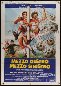 7g525 MEZZO DESTRO MEZZO SINISTRO Italian 1p 1985 great Enzo Sciotti art of wacky soccer players!