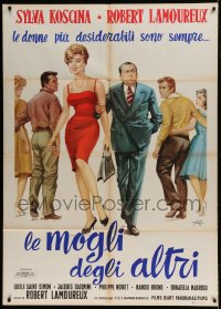 7g559 RAVISHING Italian 1p 1961 Arnaldo Putzu art of Sylva Koscina, Robert Lamoureux & top cast!
